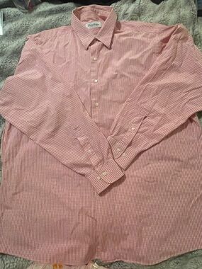 Brooks Brothers Pink checkered Dress Shirt long sleeved  size 17 1/2- 36